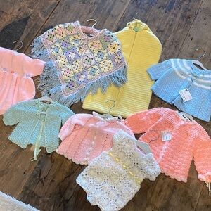 Handmade Vintage Crotchet Baby Girl Bundle of 8 Pieces